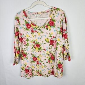 Pioneer Women‎ 3/4 Sleeve Super Soft Floral V-neck Tee SIZE MEDIUM